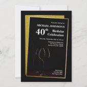 Classy Black Gold Glitter 40th Birthday Kaart (Voorkant)