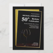Classy Black Gold Glitter 50th Birthday Kaart (Voorkant)