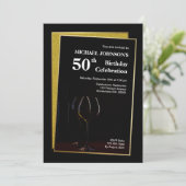 Classy Black Gold Glitter 50th Birthday Kaart (Staand voorkant)