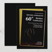 Classy Black Gold Glitter 60th Birthday Kaart (Voorkant / Achterkant)