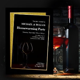 Classy Black Gold Glitter Housewarming Party