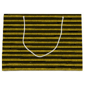 Classy Black Gold Glitter Stripes Gift Bag Groot Cadeauzakje (Voorkant)