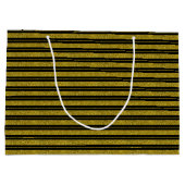 Classy Black Gold Glitter Stripes Gift Bag Groot Cadeauzakje (Achterkant)