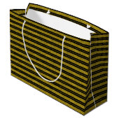 Classy Black Gold Glitter Stripes Gift Bag Groot Cadeauzakje (Achterkant Gekanteld)