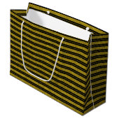 Classy Black Gold Glitter Stripes Gift Bag Groot Cadeauzakje (Voorkant Gekanteld)