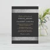 Classy/Black, Gold, Grey/Grunge Wedding Invitation Kaart (Staand voorkant)