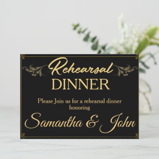  Classy Black Gold-repetitie Invitat Kaart (Staand voorkant)