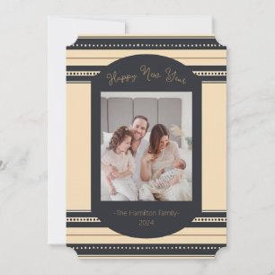 Classy Black Gold Script Nieuwjaarskaart Kaart