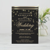 Classy Black & Gold Starlight met Bars-uitzending Kaart (Staand voorkant)