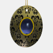 CLASSY BLACK GRAY BLUE DAMASK GEM KERAMISCH ORNAMENT (Rechts)