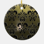 CLASSY BLACK GRAY BLUE DAMASK GEM KERAMISCH ORNAMENT (Achterkant)