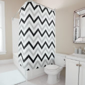 Classy Black, Grey and White Chevron Pattern Douchegordijn (In situ)