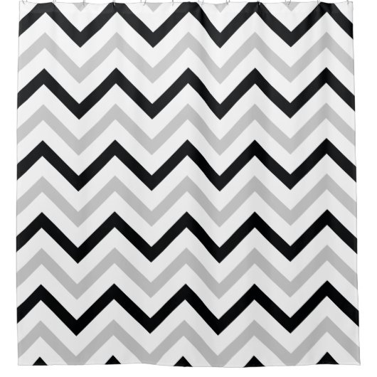 Classy Black, Grey and White Chevron Pattern Douchegordijn (Voorkant)