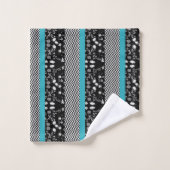 Classy Black/Grey en Aqua Towel Set Bad Handdoek (Wasdoekje)