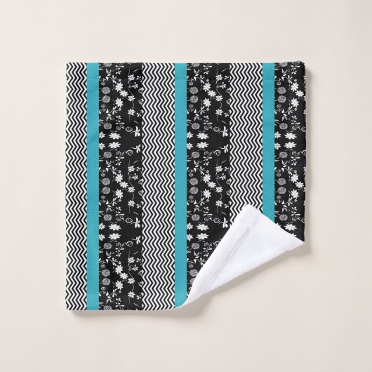 Classy Black/Grey en Aqua Towel Set Bad Handdoek (Wasdoekje)