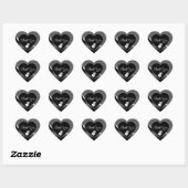 Classy Black Grey en Hearts Wavy Silver Bedankt Hart Sticker (Vel)