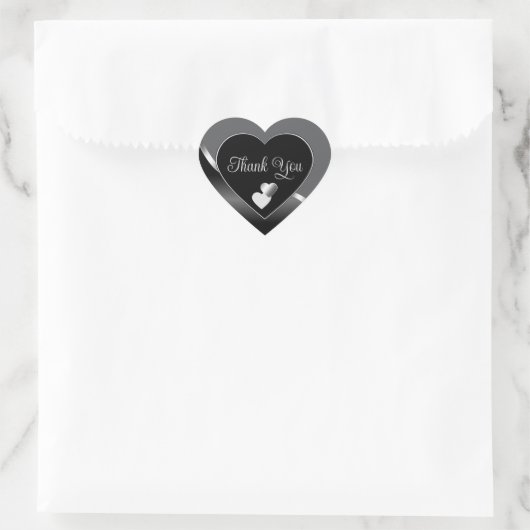 Classy Black Grey en Hearts Wavy Silver Bedankt Hart Sticker (Tas)