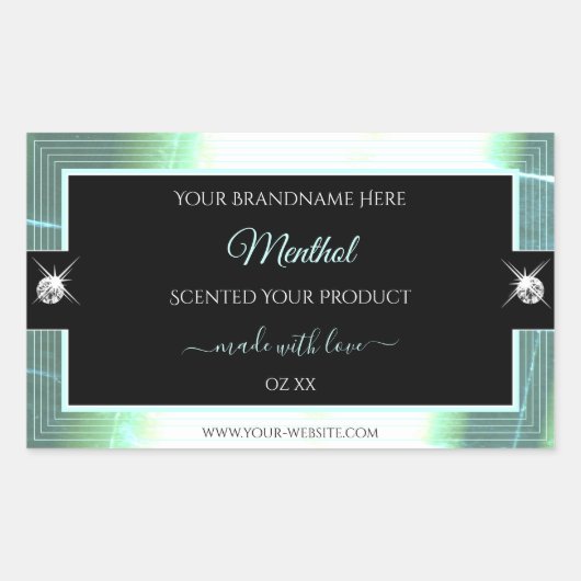 Classy Black Ice Blue Brilliants Productlabel Rechthoekige Sticker (Voorkant)