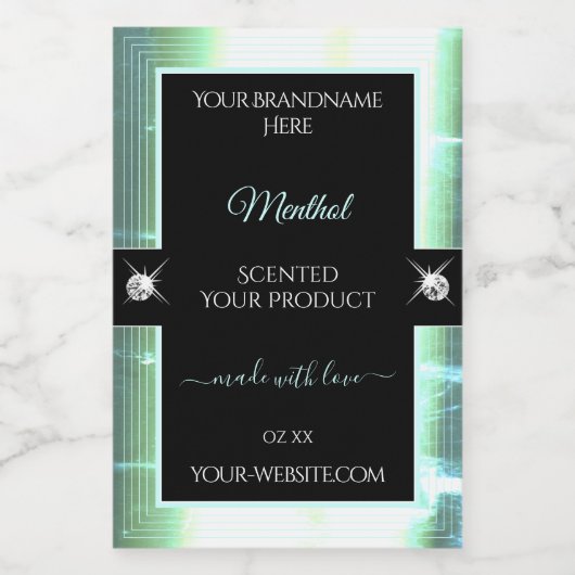 Classy Black Ice Blue Brilliants Productlabel Voedselcontainer Etiket (Enkel label)