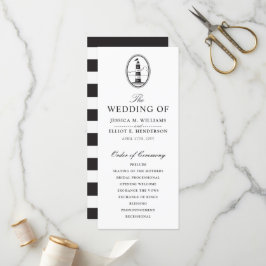Classy Black Lighthouse Wedding Program Programmakaart
