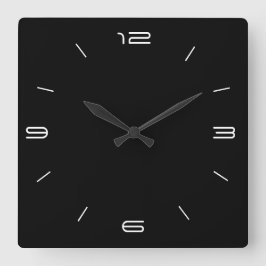 Classy Black met witte cijfers> Square Clocks Vierkante Klok