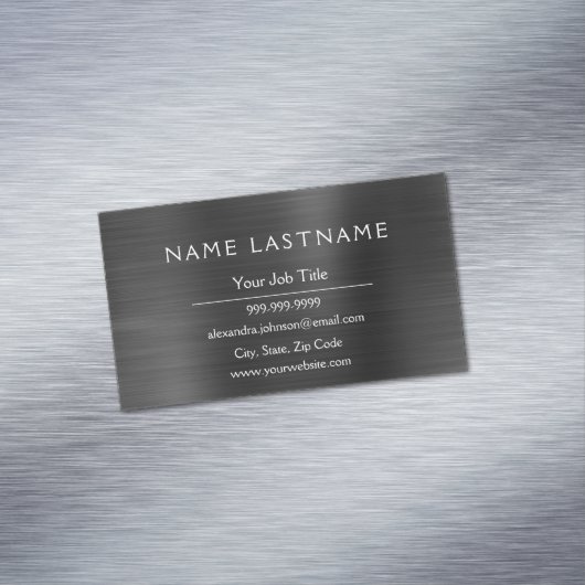 Classy Black Metallic Folie Moderne bedrijven Magnetisch Visitekaartje (Voorbeeld)