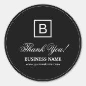 Classy Black Monogram Business Hartelijk dank Ronde Sticker (Voorkant)