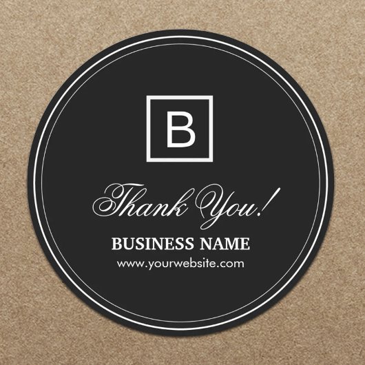 Classy Black Monogram Business Hartelijk dank Ronde Sticker