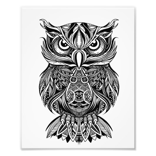 Classy Black Owl Vogel Natuur Aangepast Visitekaar Foto Afdruk (Voorkant)