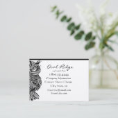 Classy Black Owl Vogel Natuur Aangepast Visitekaar Visitekaartje (Staand voorkant)