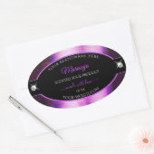 Classy Black Paarse Shiny Brilliants Productlabel Ovale Sticker (Envelop)