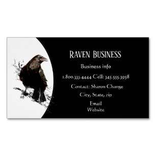 Classy Black Raven Bird Business Service Shop Magnetisch Visitekaartje