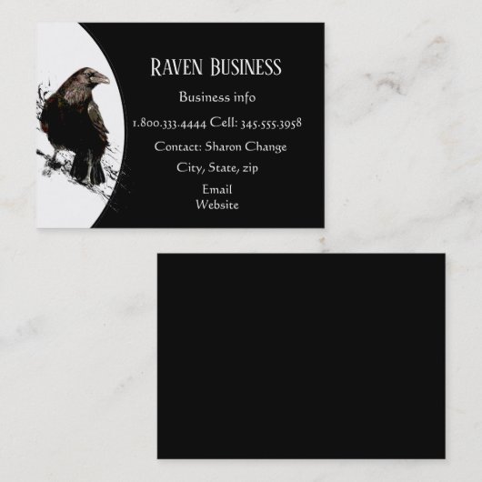 Classy Black Raven Bird Business Service Shop Visitekaartje (Voorkant / Achterkant)