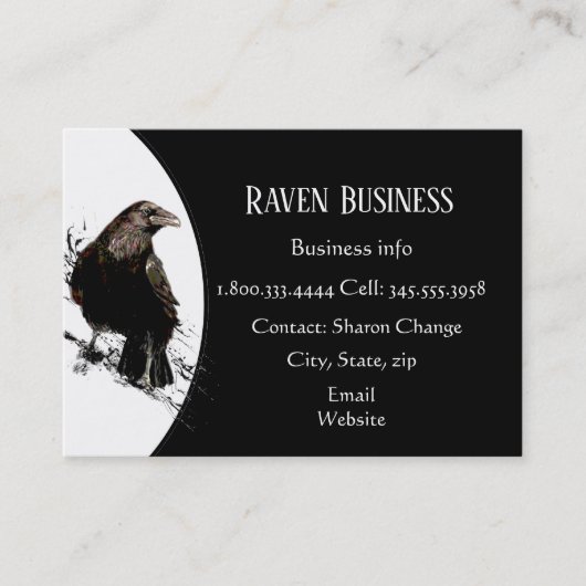 Classy Black Raven Bird Business Service Shop Visitekaartje (Voorkant)