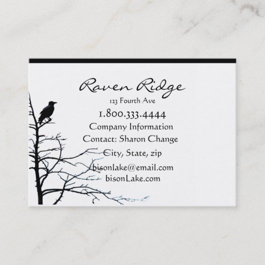 Classy Black Raven Ridge Bird Natuur Custom Visitekaartje (Voorkant)
