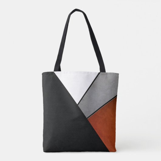 Classy Black Red White en grijs geometrisch ontwer Tote Bag (Achterkant)