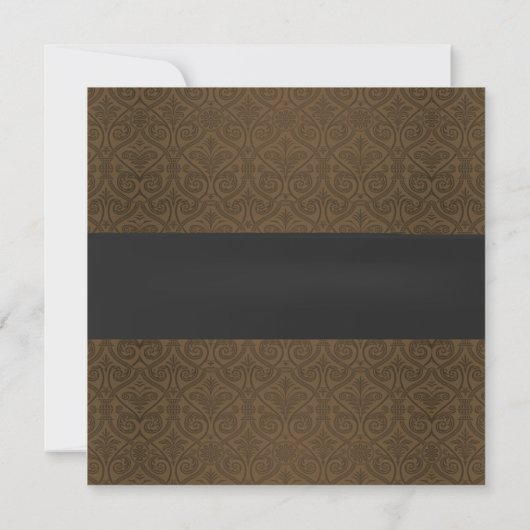 Classy Black Ribbon Brown Damask Graduation Party Kaart (Achterkant)