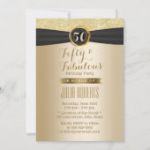 Classy Black Ribbon Chic Gold Fabulous 50 Kaart (Voorkant)