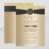 Classy Black Ribbon Chic Gold Fabulous 50 Kaart (Voorkant / Achterkant)