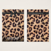 Classy Black Ribbon Leopard Print Holder Visitekaartjes (Voorkant /achterkant)