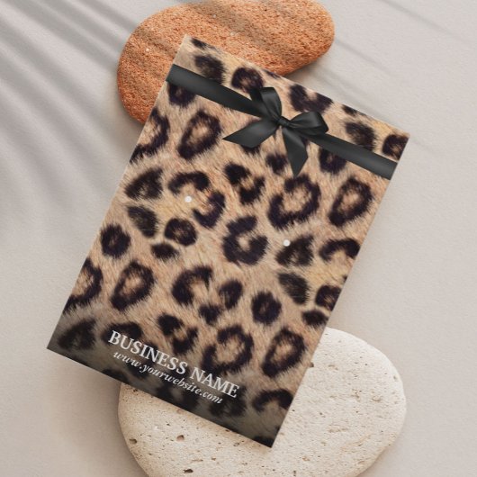 Classy Black Ribbon Leopard Print Holder Visitekaartjes