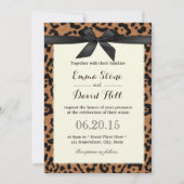 Classy Black Ribbon Leopard Print Weddenschap Kaart (Voorkant)