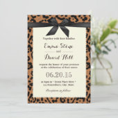 Classy Black Ribbon Leopard Print Weddenschap Kaart (Staand voorkant)