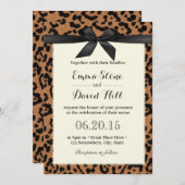 Classy Black Ribbon Leopard Print Weddenschap Kaart (Voorkant / Achterkant)
