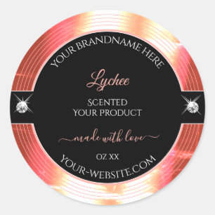 Classy Black Roos Golden Brilliants Productlabel Ronde Sticker