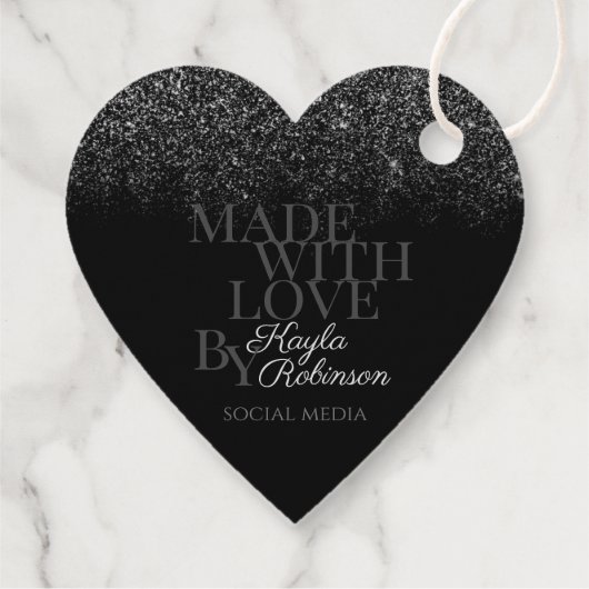 Classy Black & Silver met verpakking voor racen me Bedankjes Labels (Achterkant)