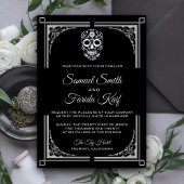 Classy Black Silver Sugar Skull Weddenschap Kaart