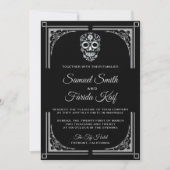 Classy Black Silver Sugar Skull Weddenschap Kaart (Voorkant)