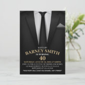 Classy Black Stropdas en Suit Birthday Party Invit Kaart (Staand voorkant)