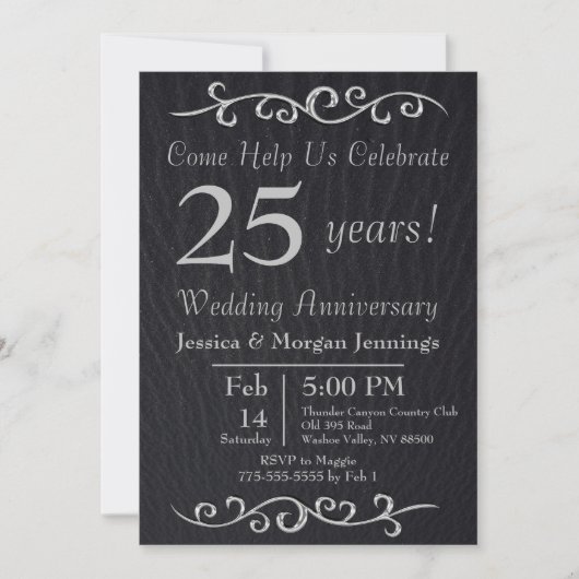 Classy Black Texture Jubileum Invitation Kaart (Voorkant)